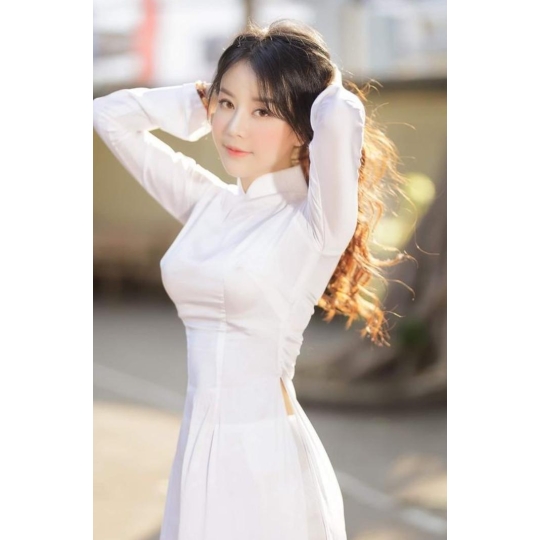 Áo dài học sinh vải trắng bóng